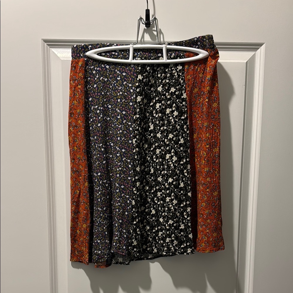 NATURAL LIFE Orange Black Pleated Mini Skirt Cocktail